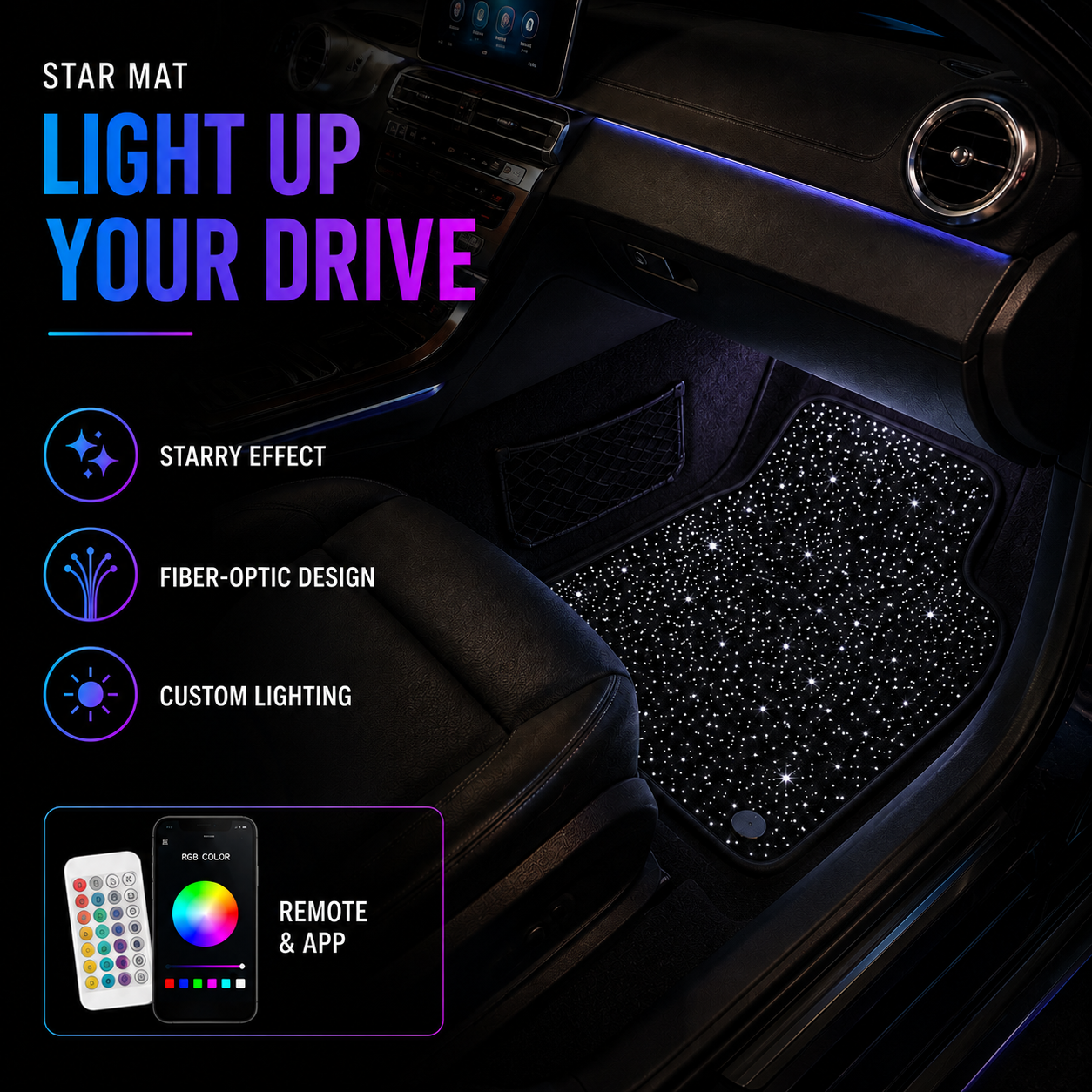 StarMat RGB – Универсална многоцветна LED постелка (2бр)